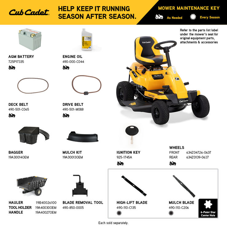 Cub Cadet CC30H Riding Lawn Mower (13BC21JDA10) Cub Cadet CC30H Riding Lawn Mower (13BC21JDA10)
